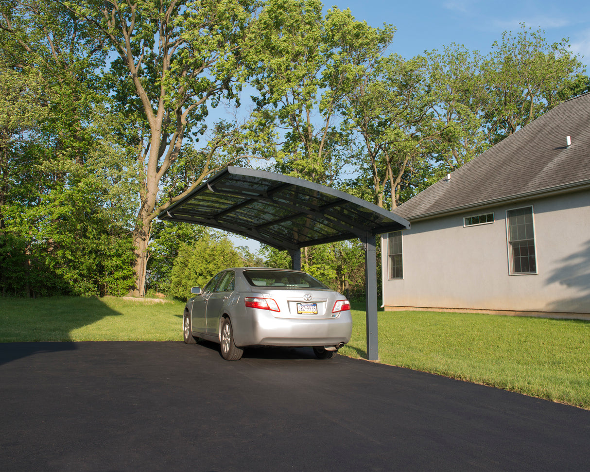 Arizona Breeze 10' x 16' Cantilever Carport- Grey & Twin-Wall Polycarbonate Roof Panels