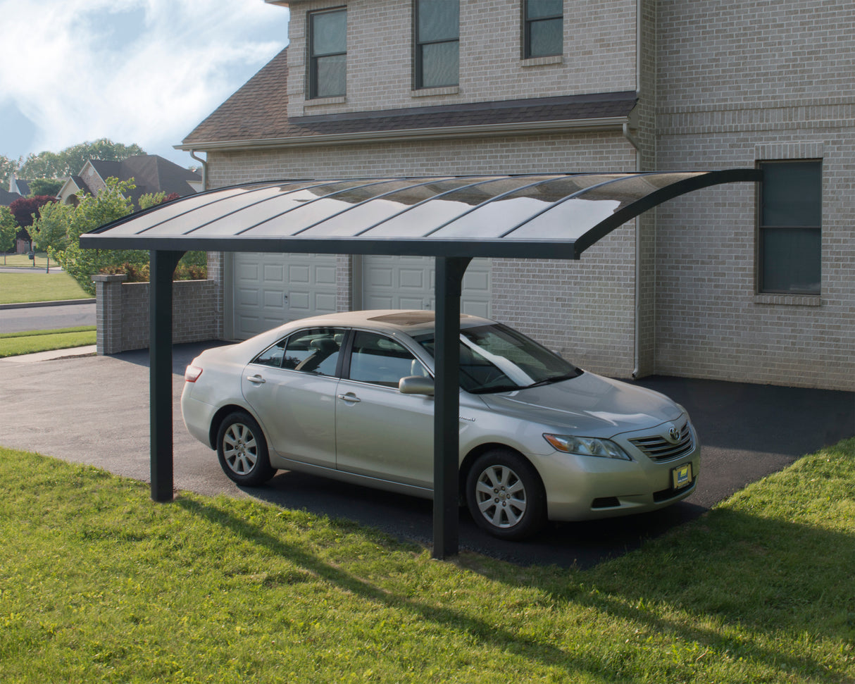 Arizona Breeze 10' x 16' Cantilever Carport- Grey & Twin-Wall Polycarbonate Roof Panels