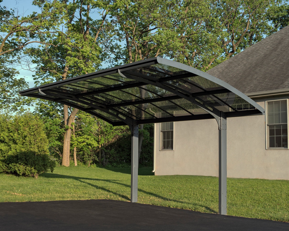 Arizona Breeze 10' x 16' Cantilever Carport- Grey & Twin-Wall Polycarbonate Roof Panels