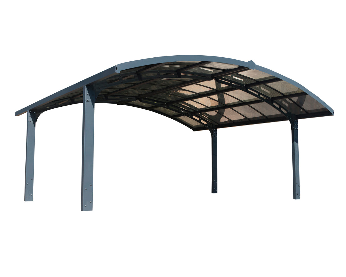 Arizona Double Wings 16' x 19' Carport - Grey Aluminium & Solid Polycarbonate Roof