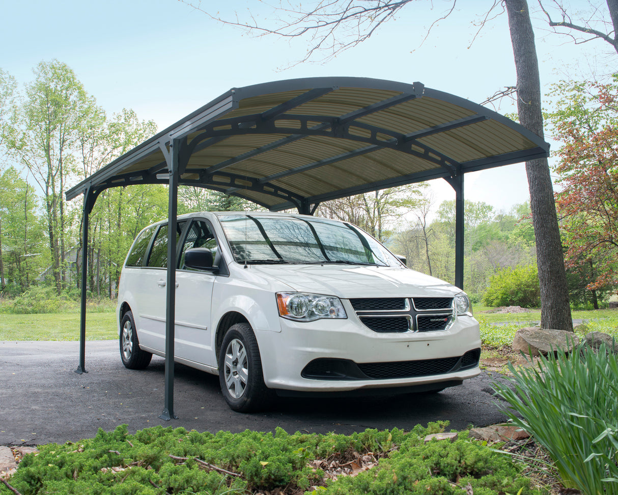 Atlas 10' x 16' Carport - Grey Aluminium & Polycarbonate Roof Panels