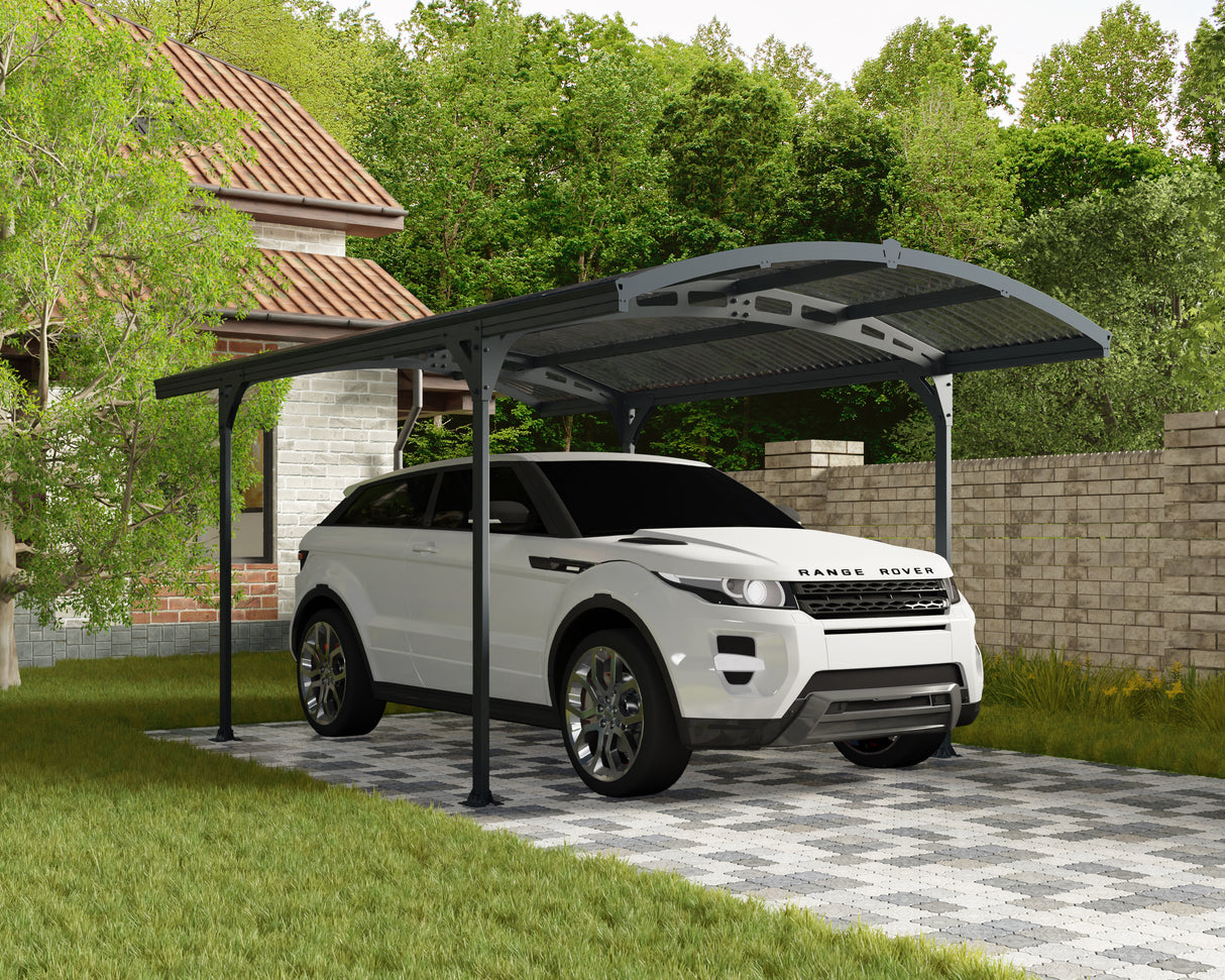 Atlas 10' x 16' Carport - Grey Aluminium & Polycarbonate Roof Panels