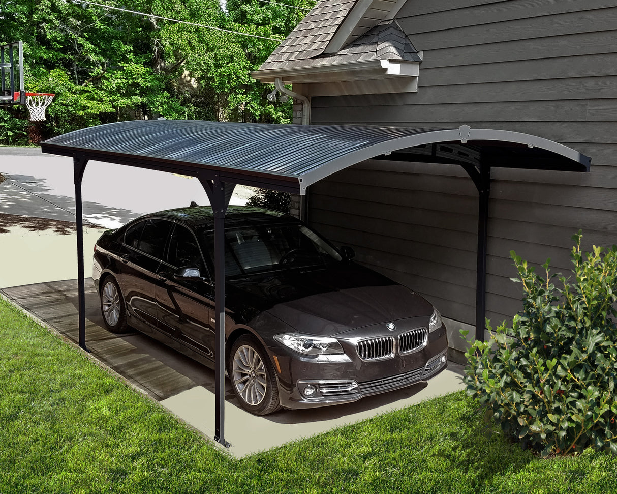 Atlas 10' x 16' Carport - Grey Aluminium & Polycarbonate Roof Panels