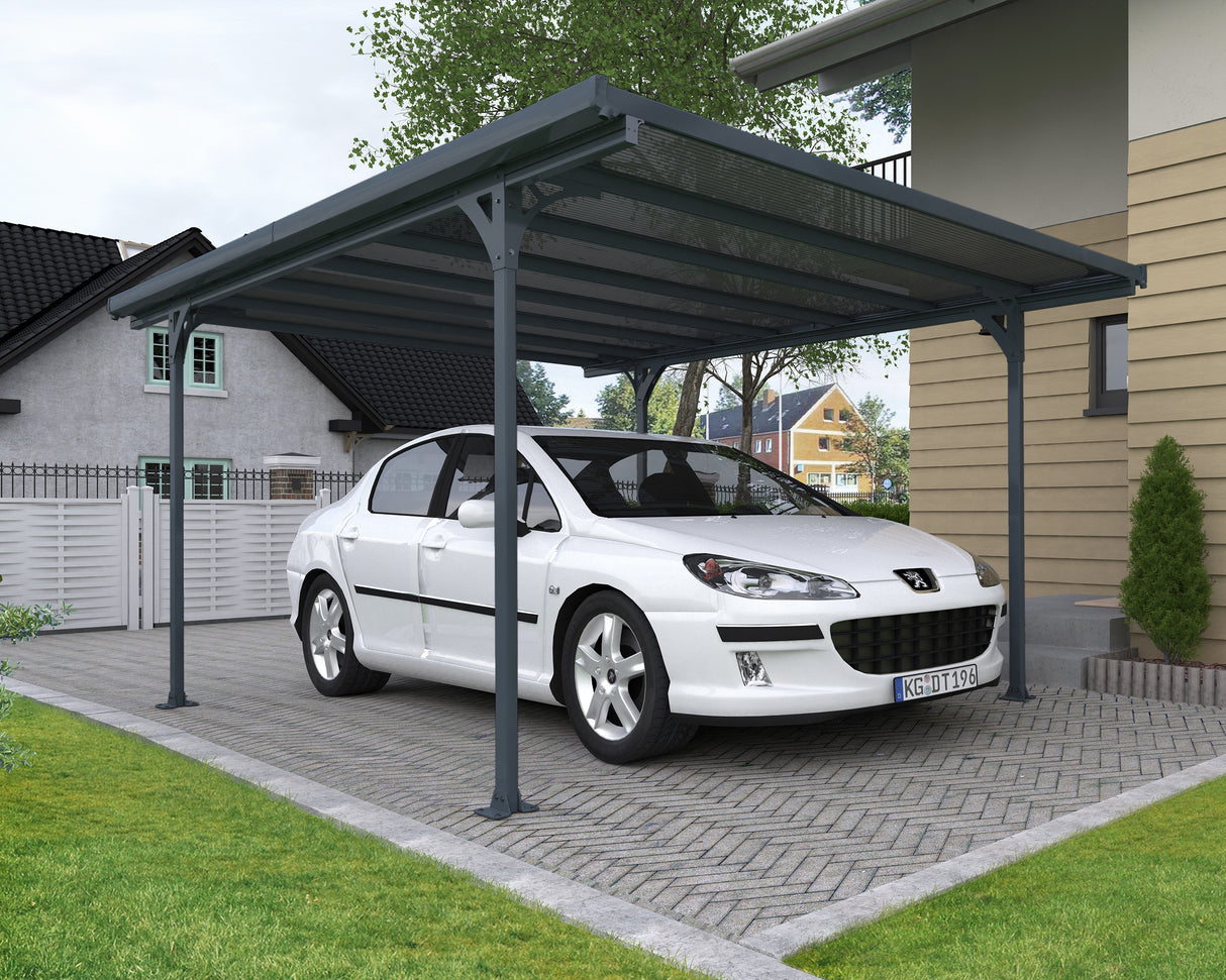 Verona 10' x 17' Carport - Grey Aluminium & Polycarbonate Roof Panels