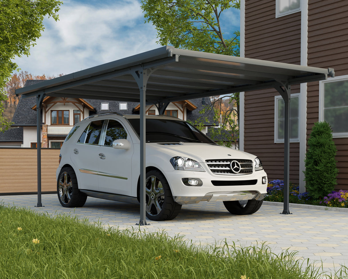 Verona 10' x 17' Carport - Grey Aluminium & Polycarbonate Roof Panels