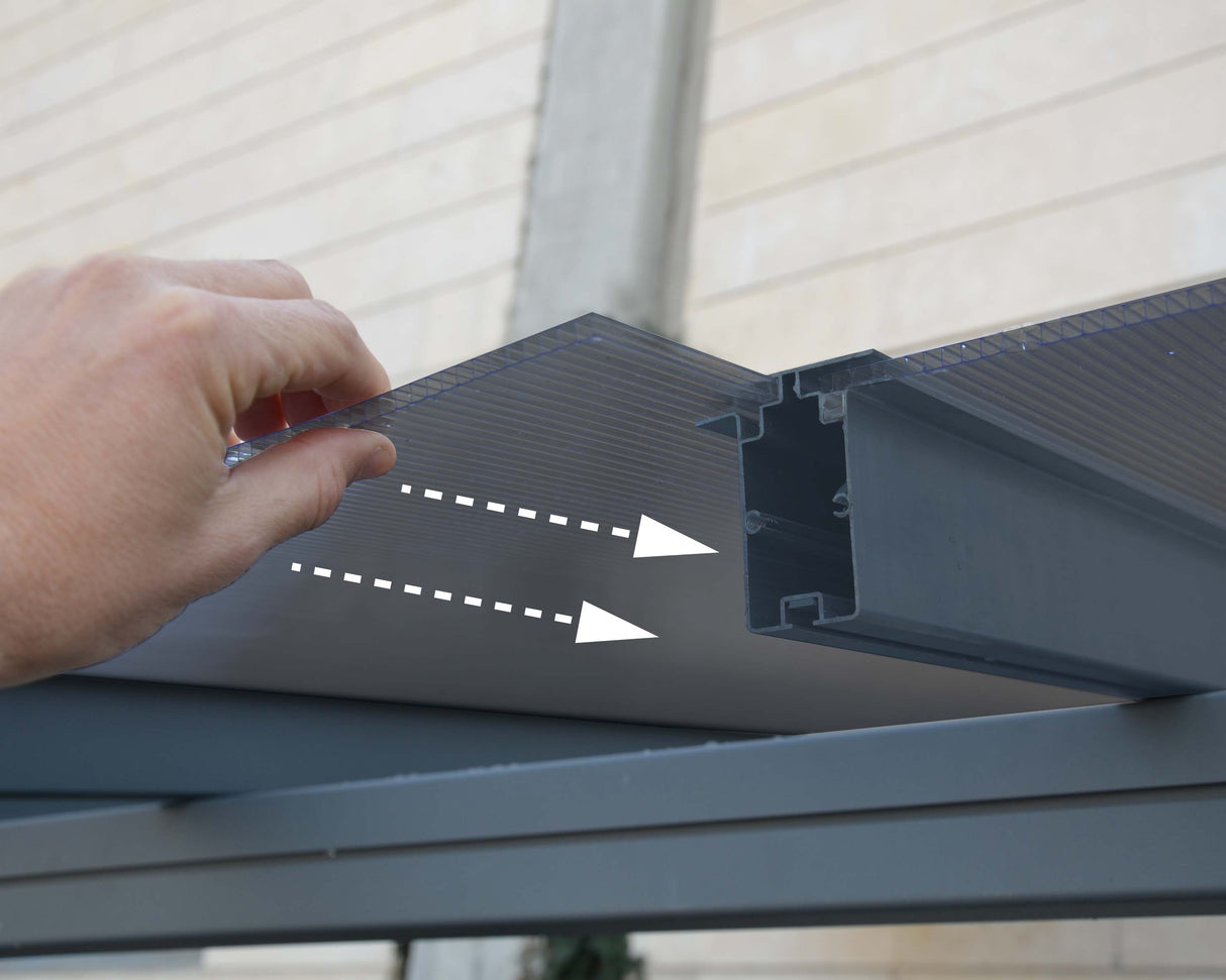 Verona 10' x 17' Carport - Grey Aluminium & Polycarbonate Roof Panels