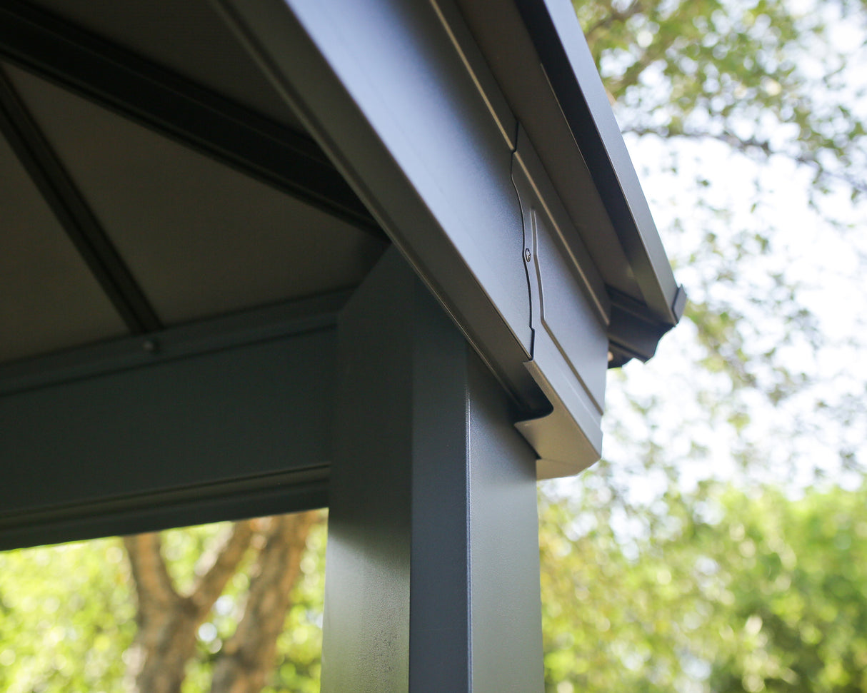 Dallas 4.2m x 4.9m Garden Gazebo in Grey Aluminium with Polycarbonate Roof