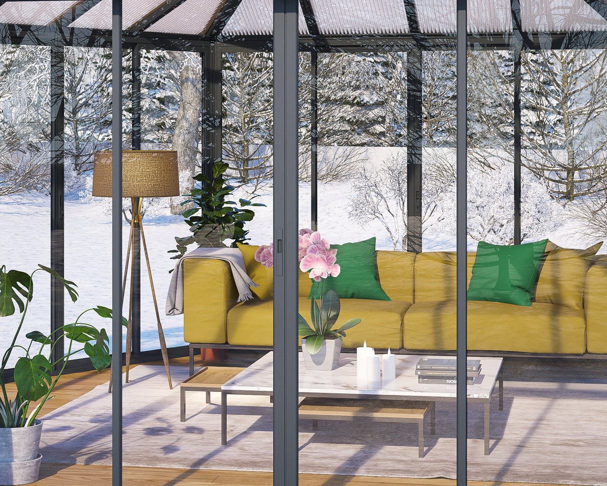 Garda 6m x 5m Hexagonal Enclosed Gazebo Kit - Grey Structure & Hybrid Panels