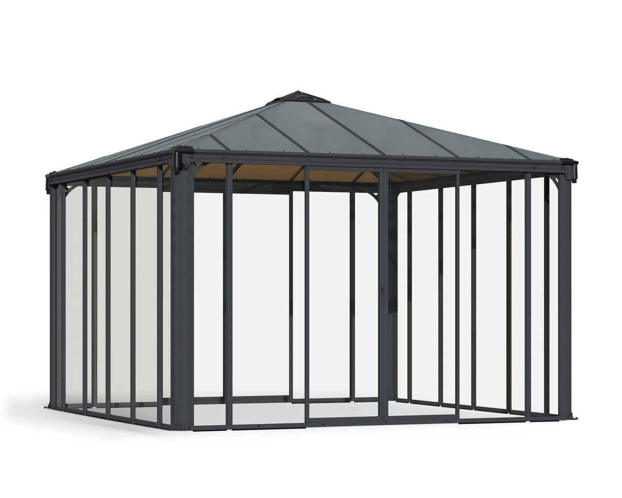 Ledro 3.6m x 3.6m Enclosed Gazebo Kit - Grey Structure & Hybrid Panels