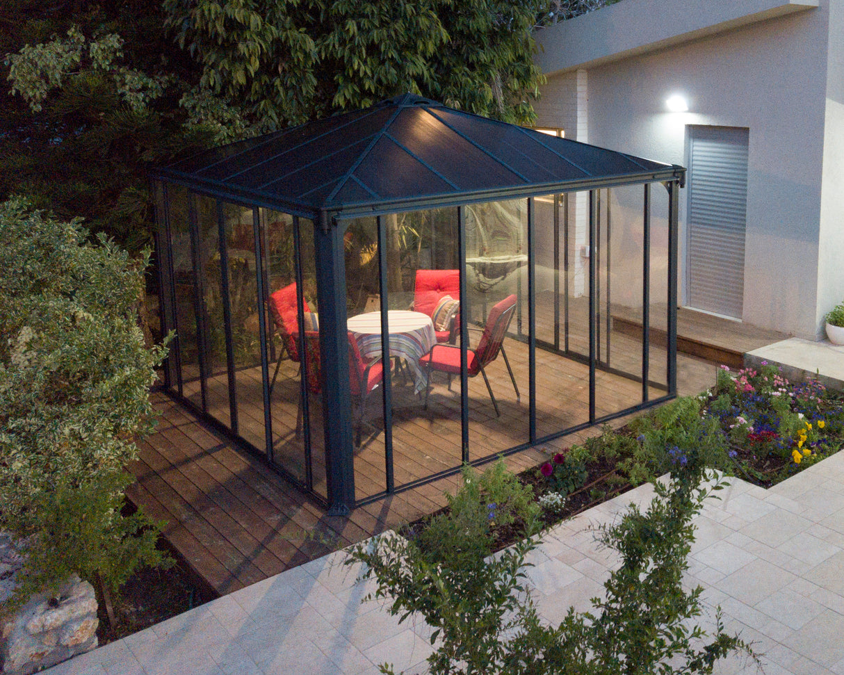 Ledro 3.6m x 3.6m Enclosed Gazebo Kit - Grey Structure & Hybrid Panels