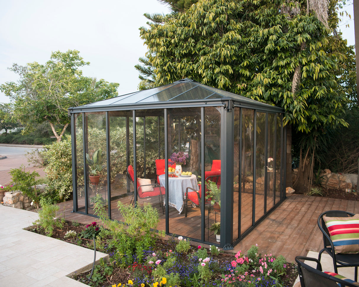 Ledro 3.6m x 3.6m Enclosed Gazebo Kit - Grey Structure & Hybrid Panels