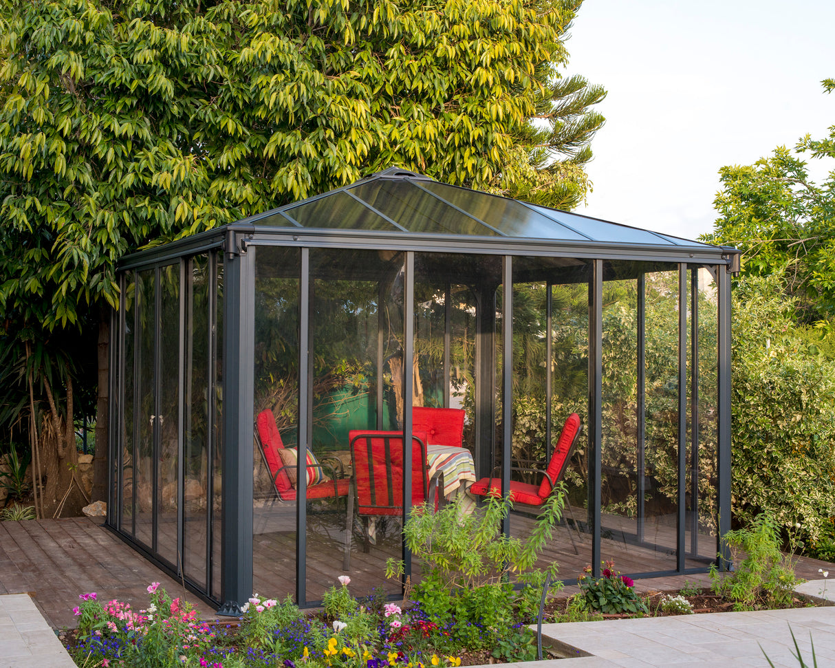 Ledro 3.6m x 3.6m Enclosed Gazebo Kit - Grey Structure & Hybrid Panels