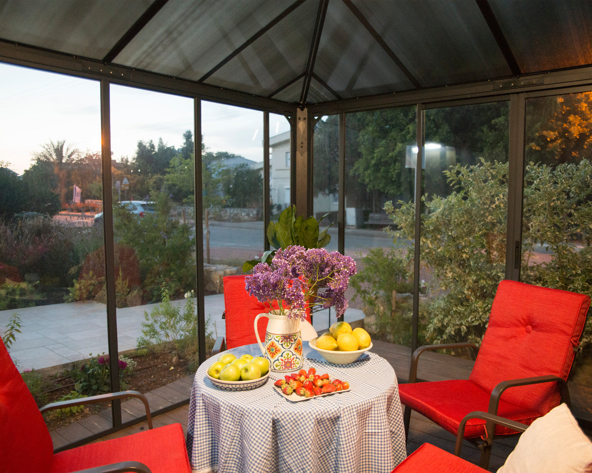 Ledro 3.6m x 3.6m Enclosed Gazebo Kit - Grey Structure & Hybrid Panels