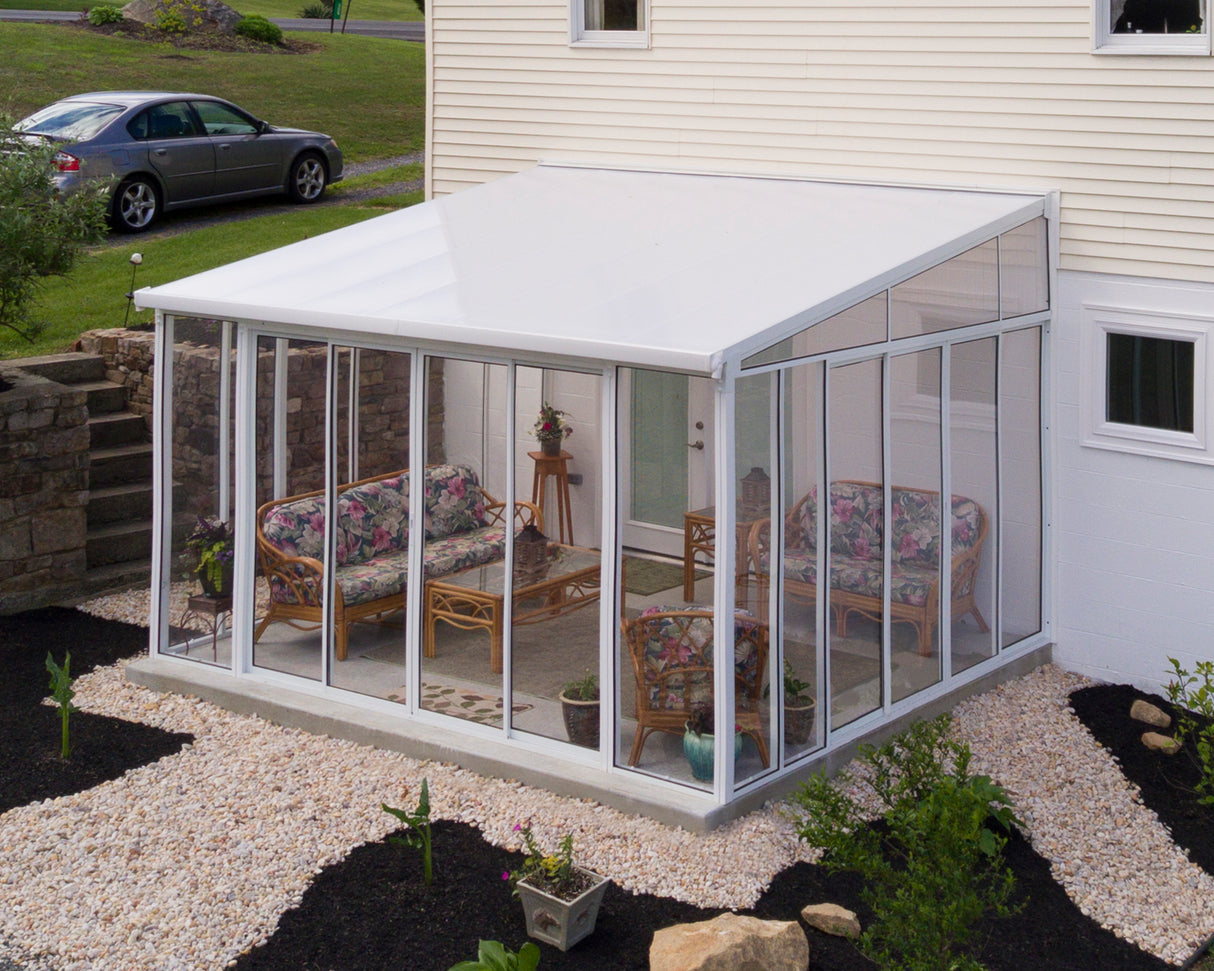 Sanremo 4m x 4m Lean to Conservatory - White Frames & White Polycarbonate