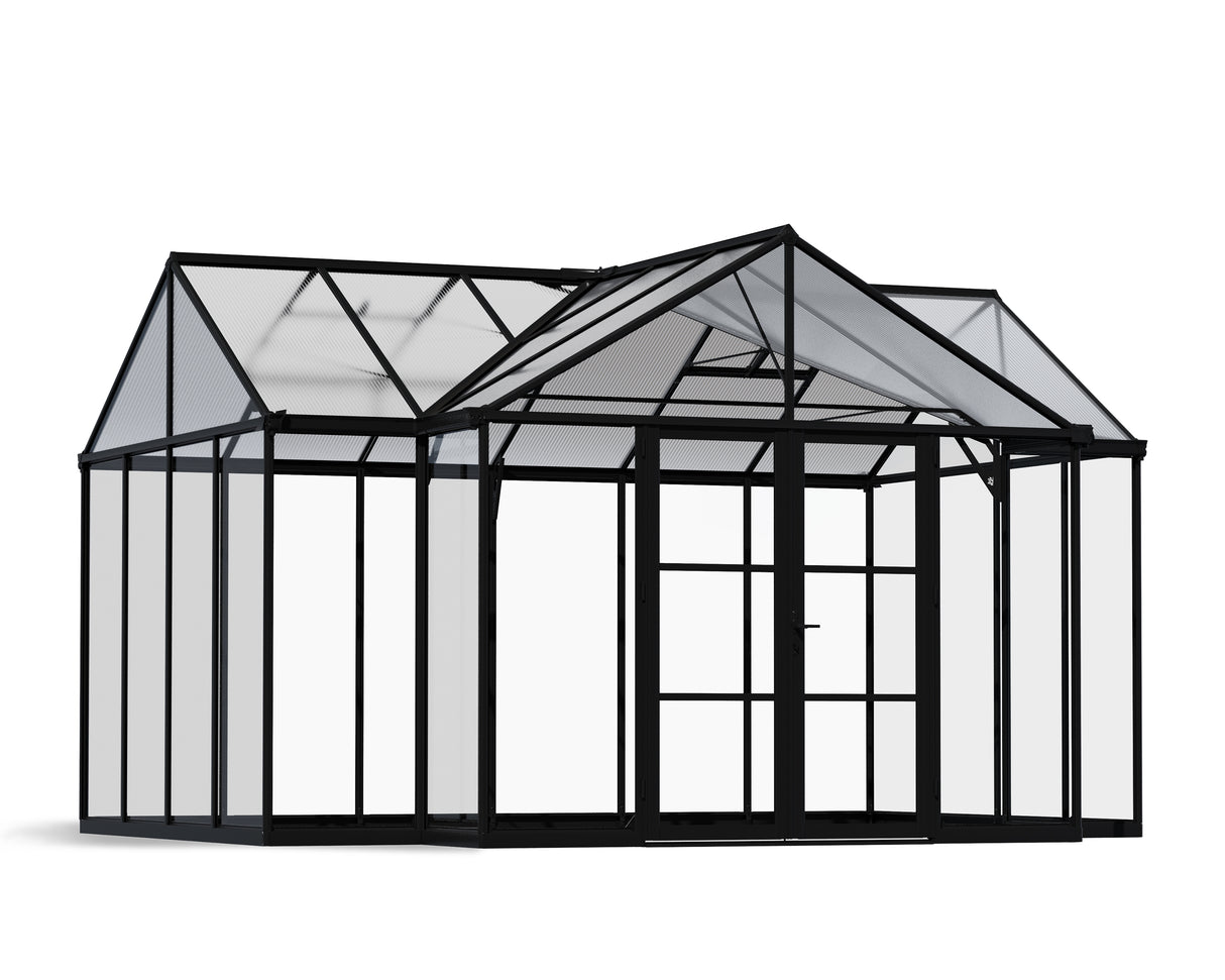 Triomphe 13' x 15' Greenhouse - Black Aluminium Frame & Clear Polycarbonate Panels