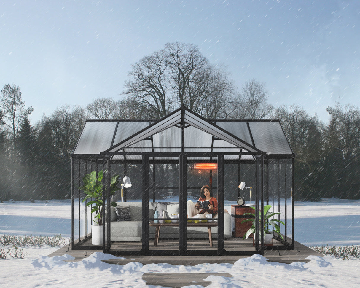 Triomphe 13' x 15' Greenhouse - Black Aluminium Frame & Clear Polycarbonate Panels