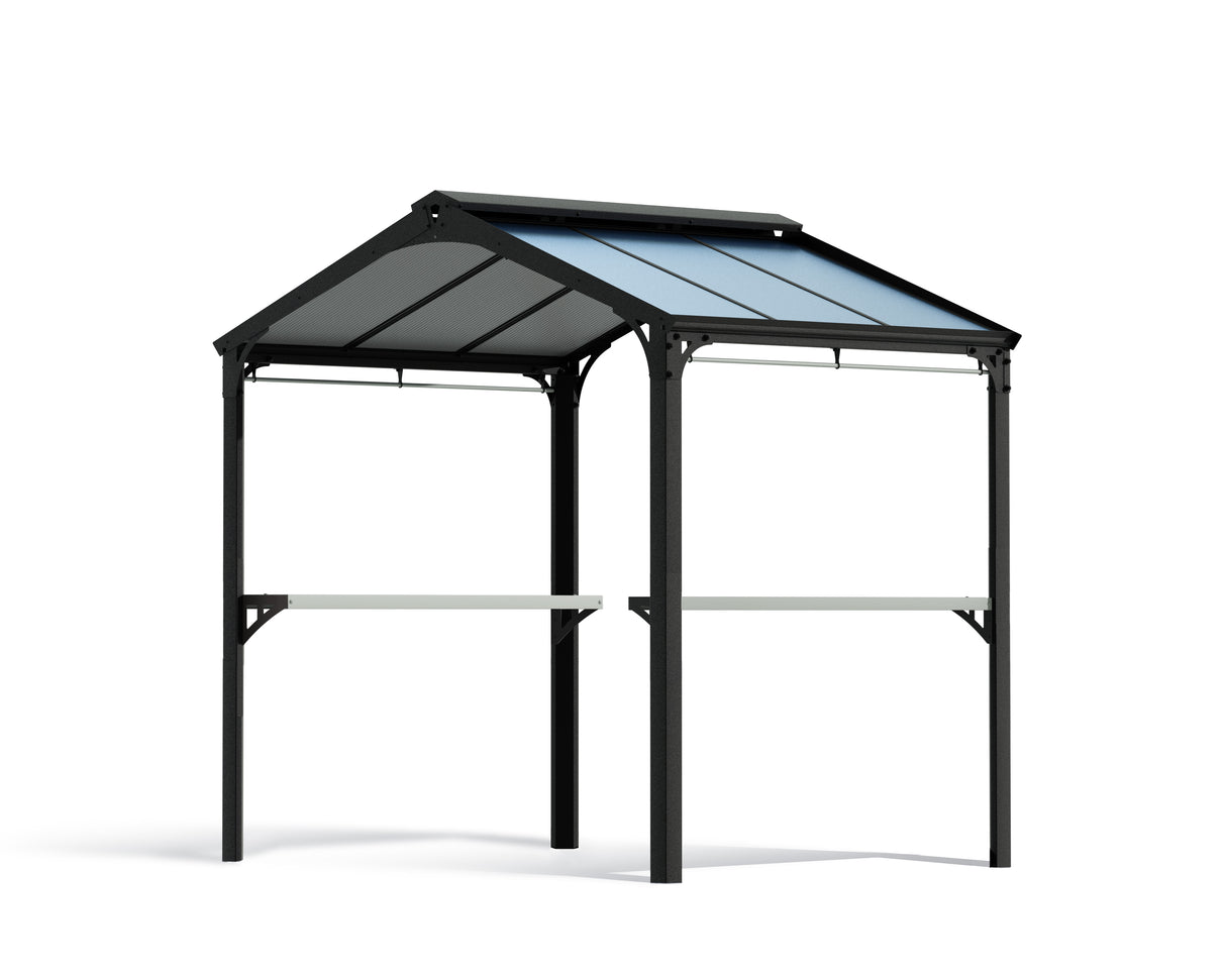 Austin 1.8m x 2.4m Outdoor BBQ Gazebo in Black Aluminium with Polycarbonate Roof
