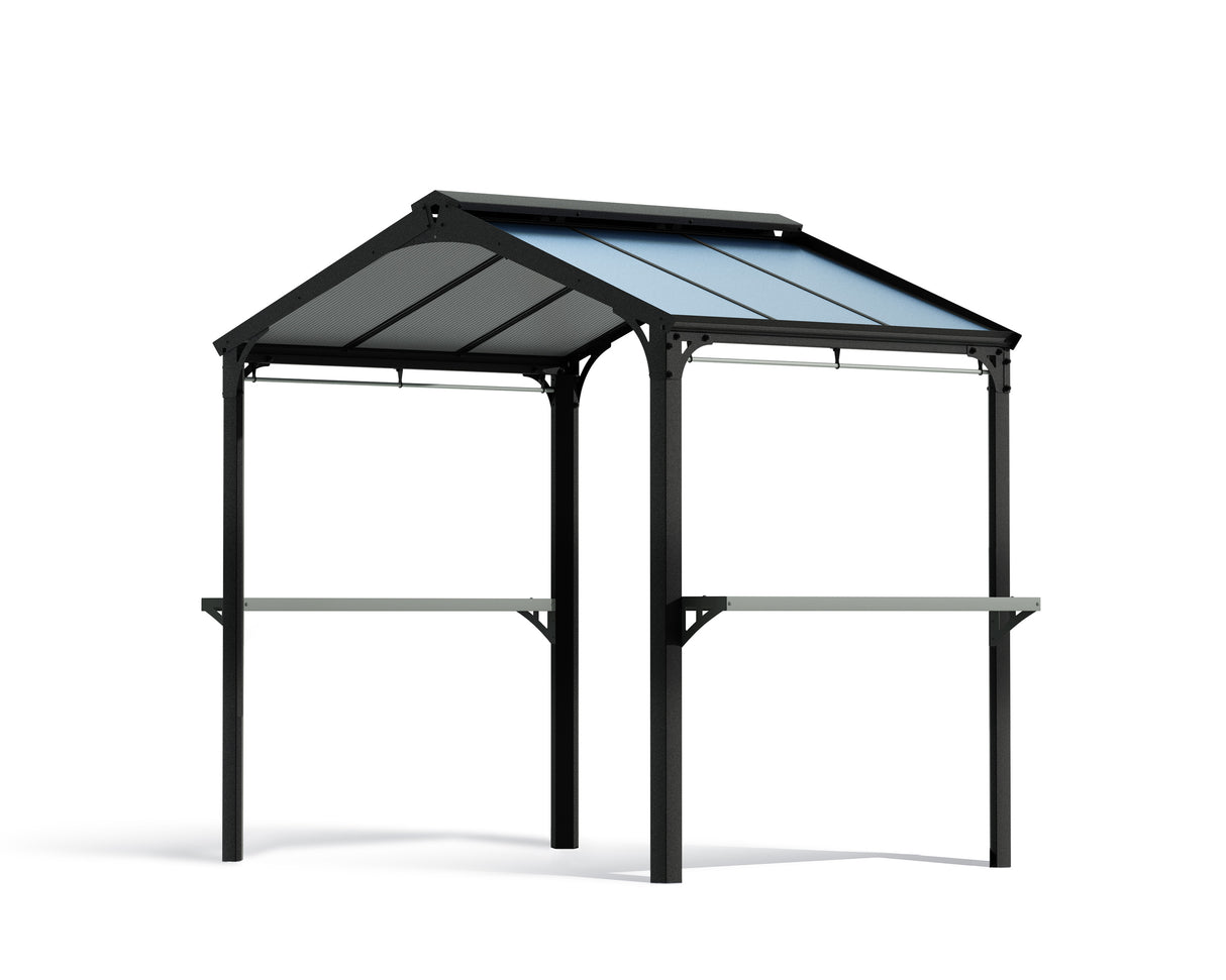 Austin 1.8m x 2.4m Outdoor BBQ Gazebo in Black Aluminium with Polycarbonate Roof