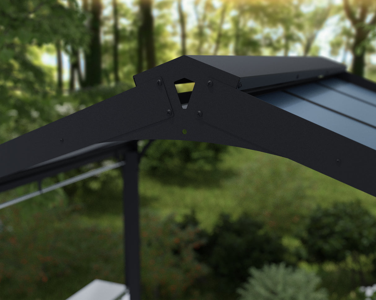 Austin 1.8m x 2.4m Outdoor BBQ Gazebo in Black Aluminium with Polycarbonate Roof