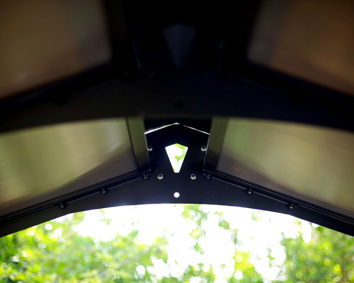 Austin 1.8m x 2.4m Outdoor BBQ Gazebo in Black Aluminium with Polycarbonate Roof