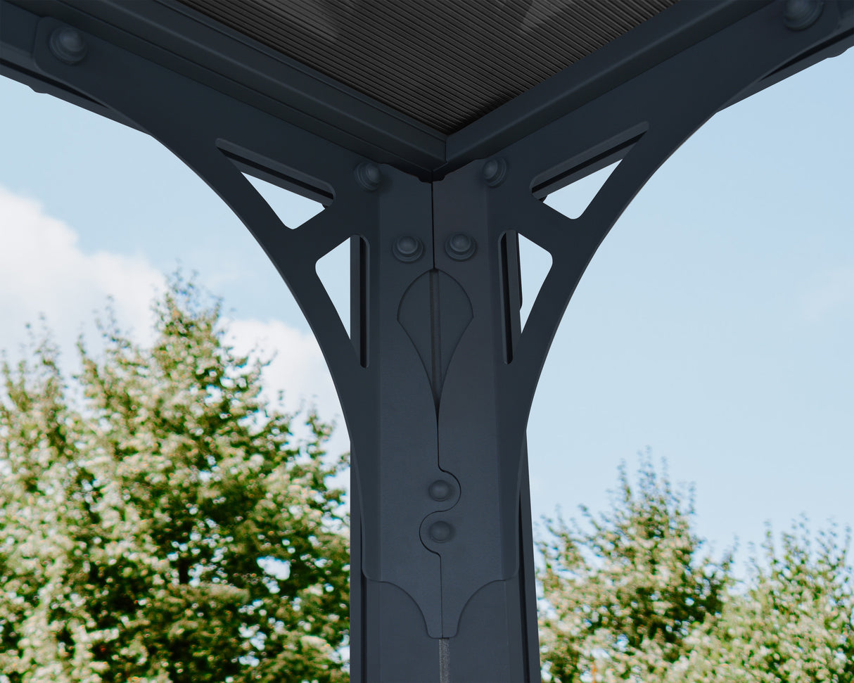 Milano 3m x 4.26m Garden Gazebo in Grey with Polycarbonate Flat Roof