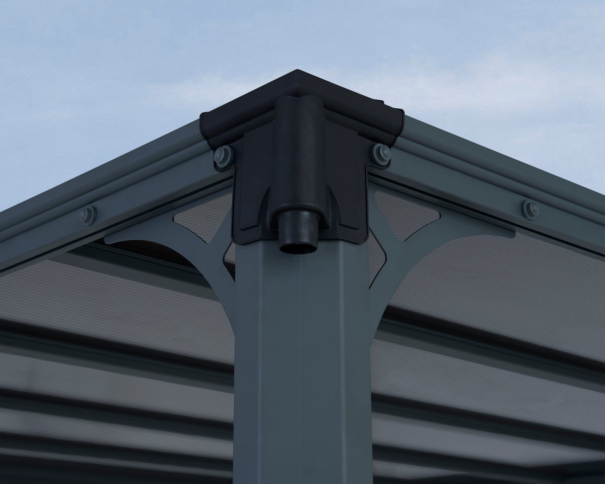 Milano 3m x 4.26m Garden Gazebo in Grey with Polycarbonate Flat Roof