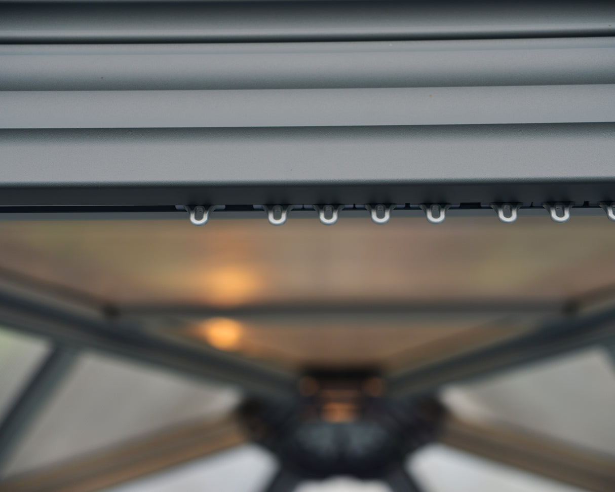 Roma 3.6m x 4m Garden Hexagonal Gazebo in Grey with Polycarbonate Roof