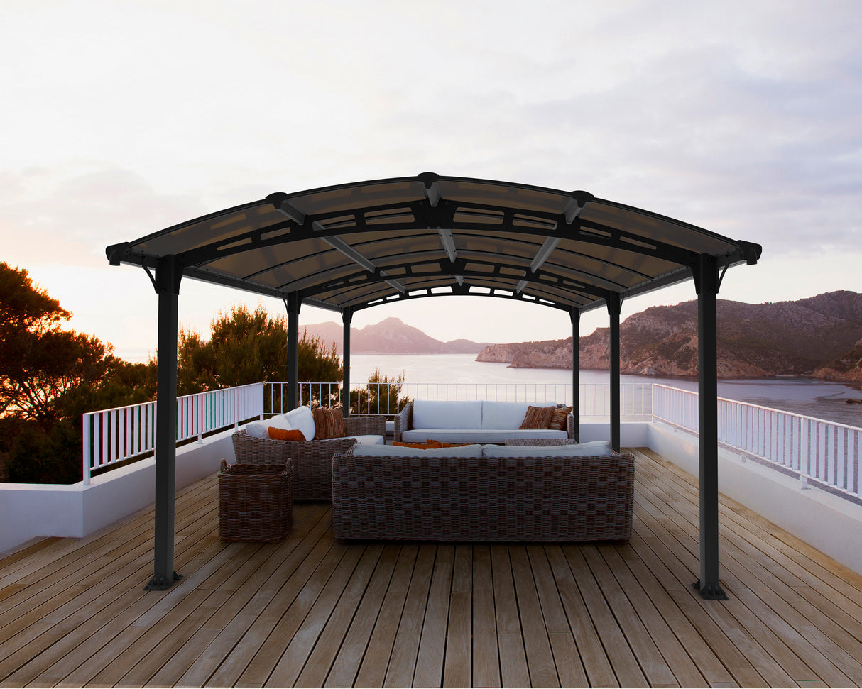 Tucson 3.6m x 5.1m Garden Gazebo in Grey with Polycarbonate Roof