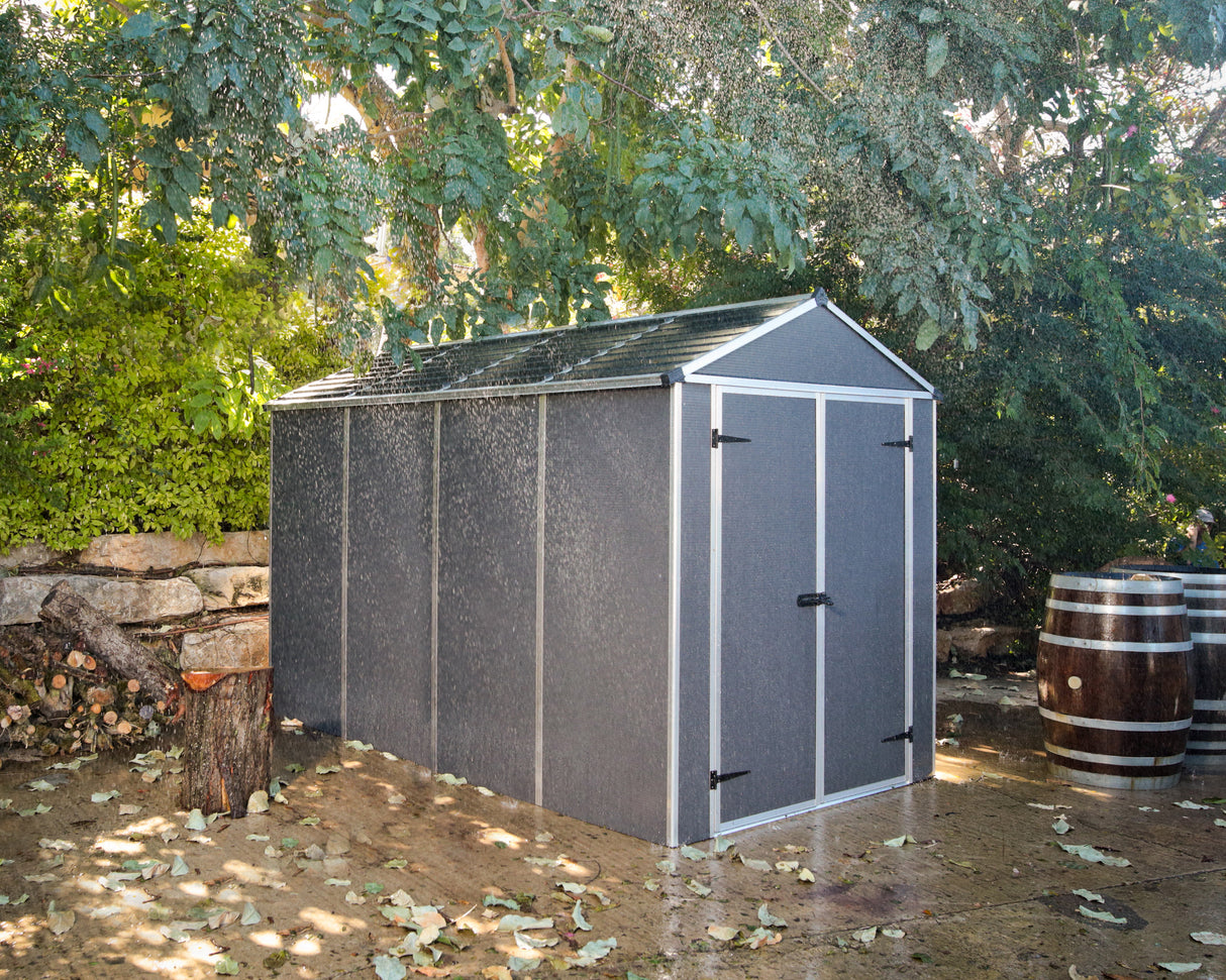 Rubicon 6 x 10 ft Garden Shed With Floor - Dark Grey Polycarbonate Panels