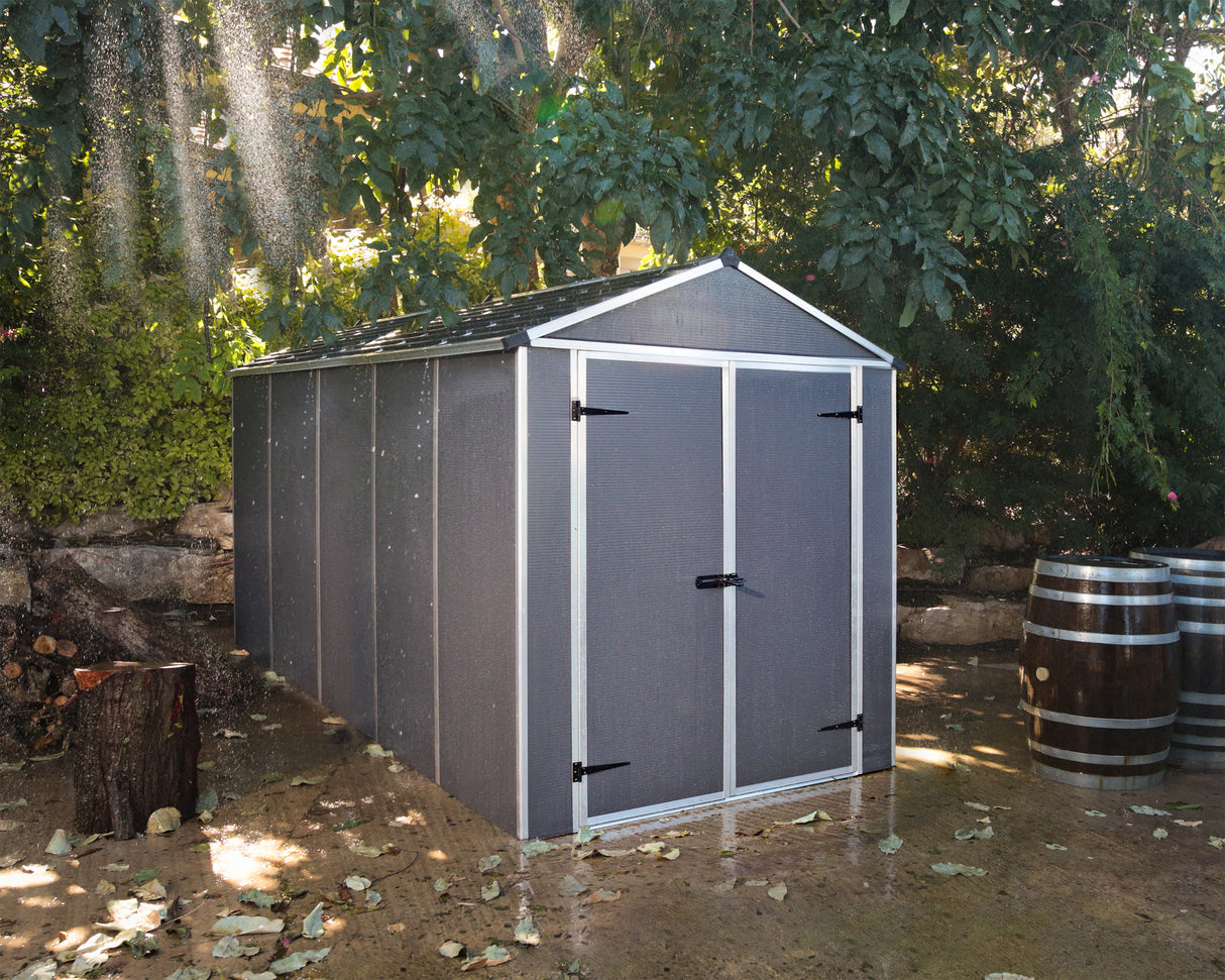 Rubicon 6ft. x 12ft. Garden Shed With Floor - Dark Grey Polycarbonate Panels