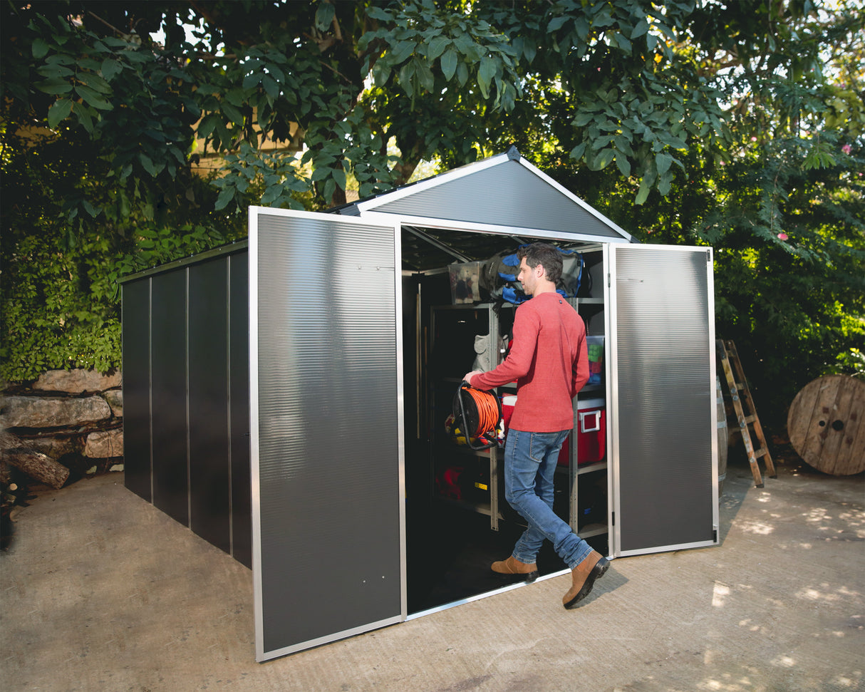 Rubicon 6ft. x 12ft. Garden Shed With Floor - Dark Grey Polycarbonate Panels