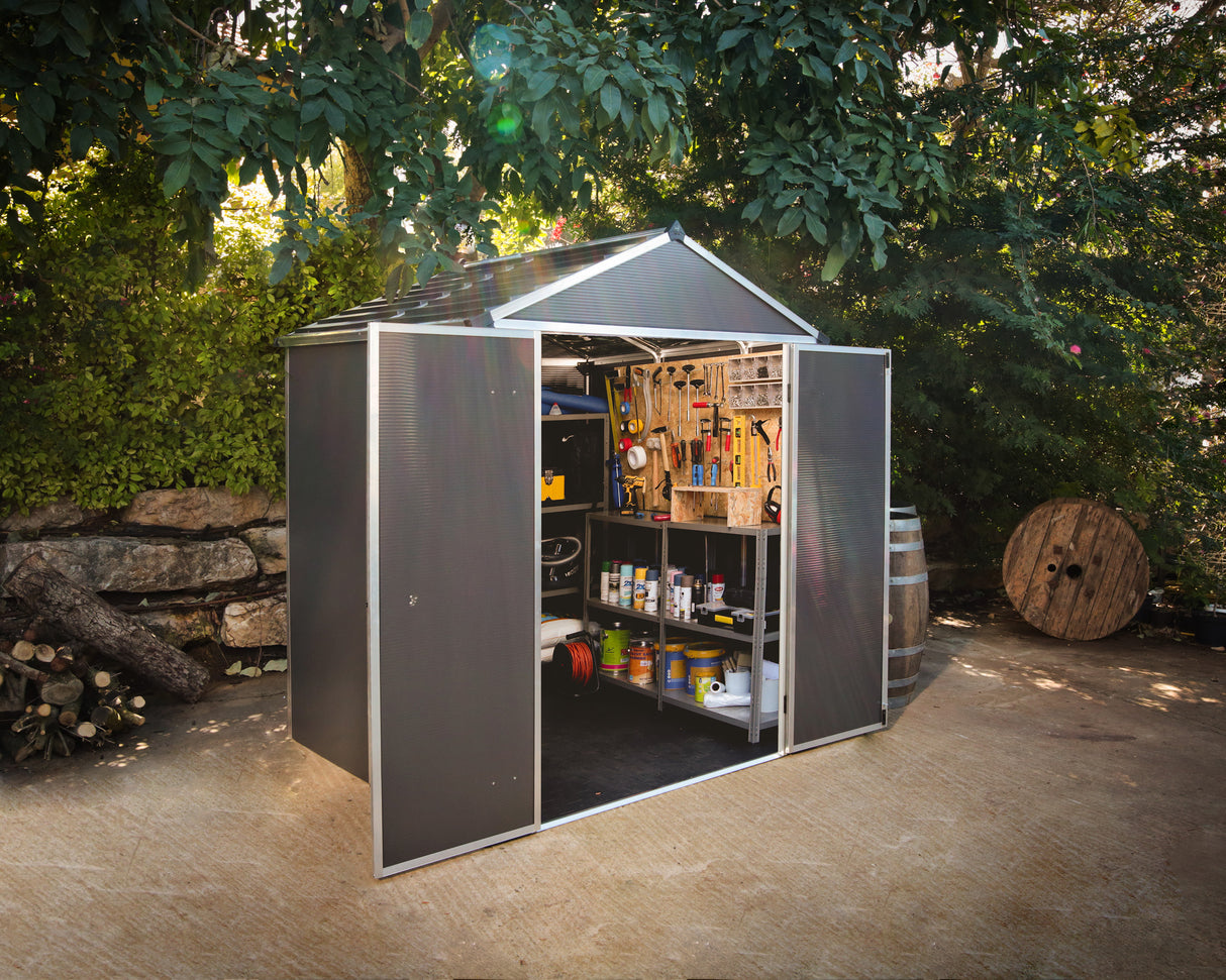 Rubicon 6ft. x 5ft. Garden Shed With Floor - Dark Grey Polycarbonate Panels
