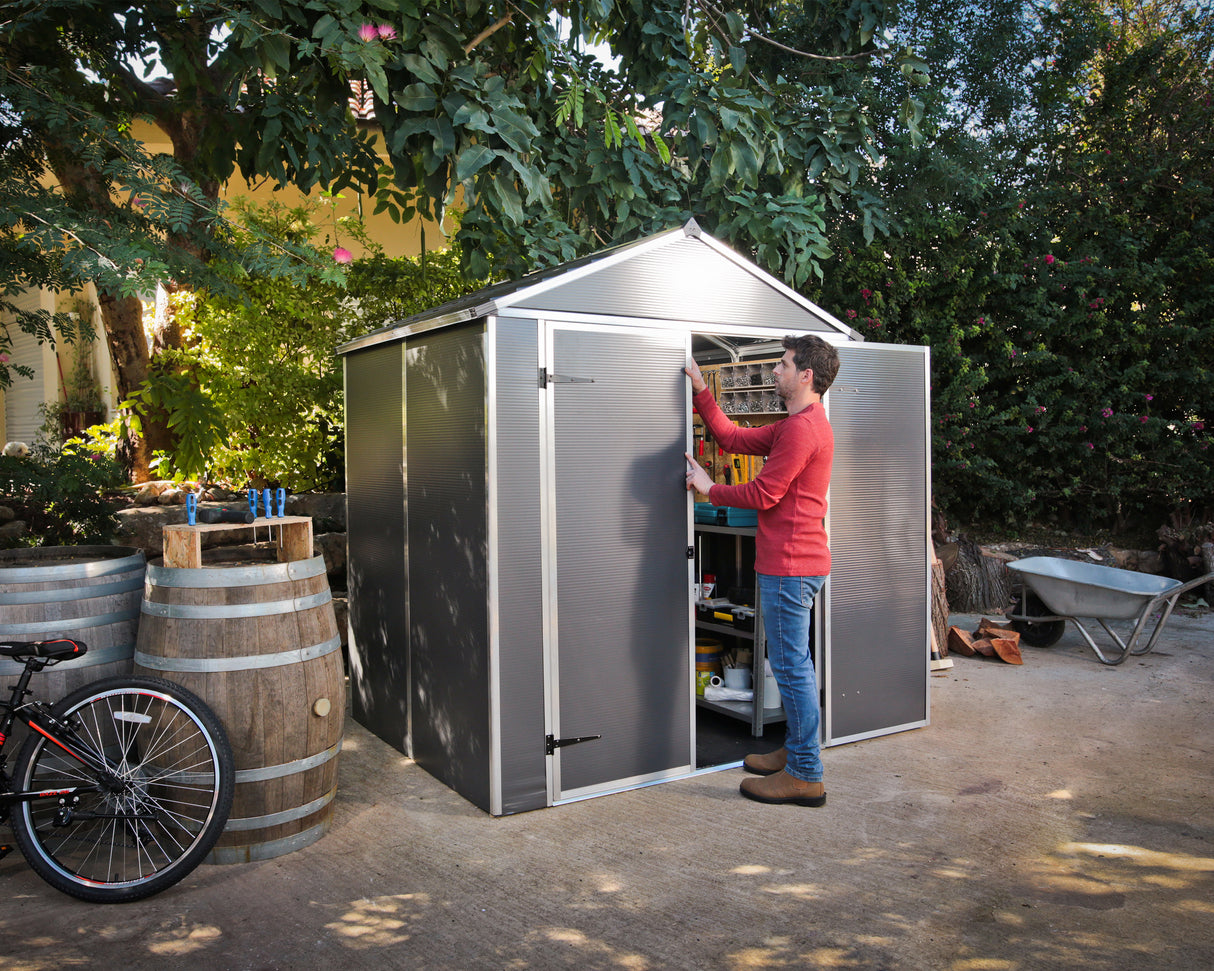 Rubicon 6ft. x 5ft. Garden Shed With Floor - Dark Grey Polycarbonate Panels