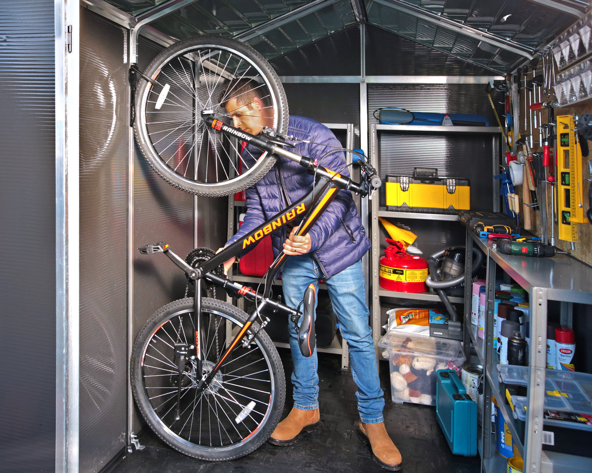 Rubicon 6 ft. x 8 ft. Garden Shed with Floor - Dark Grey Polycarbonate Panels