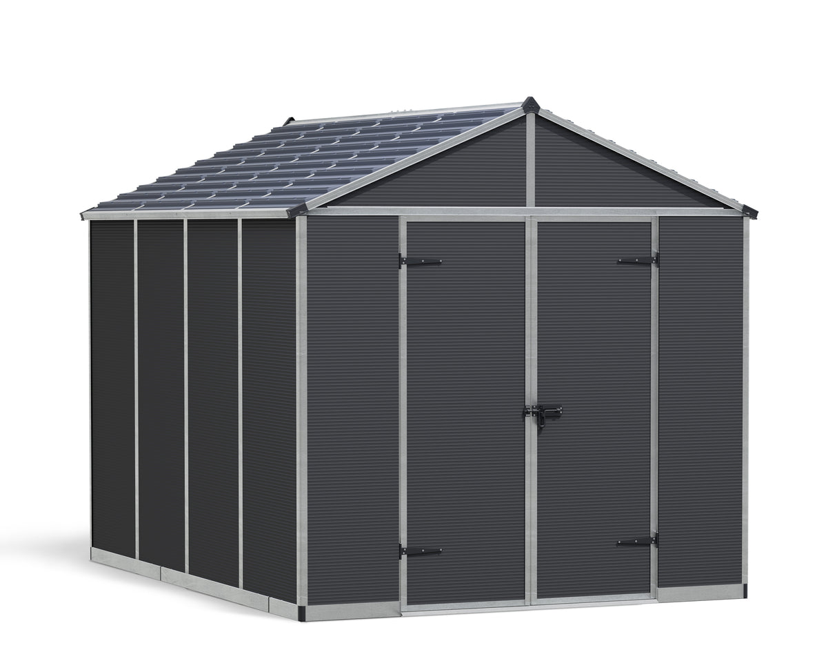 Rubicon 8ft. x 10ft. Garden Shed With Floor - Dark Grey Polycarbonate Panels