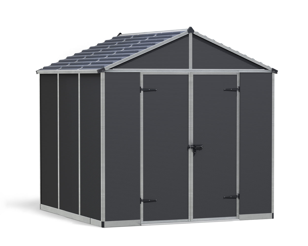 Rubicon 8ft. x 8ft. Garden Shed With Floor - Dark Grey Polycarbonate Panels