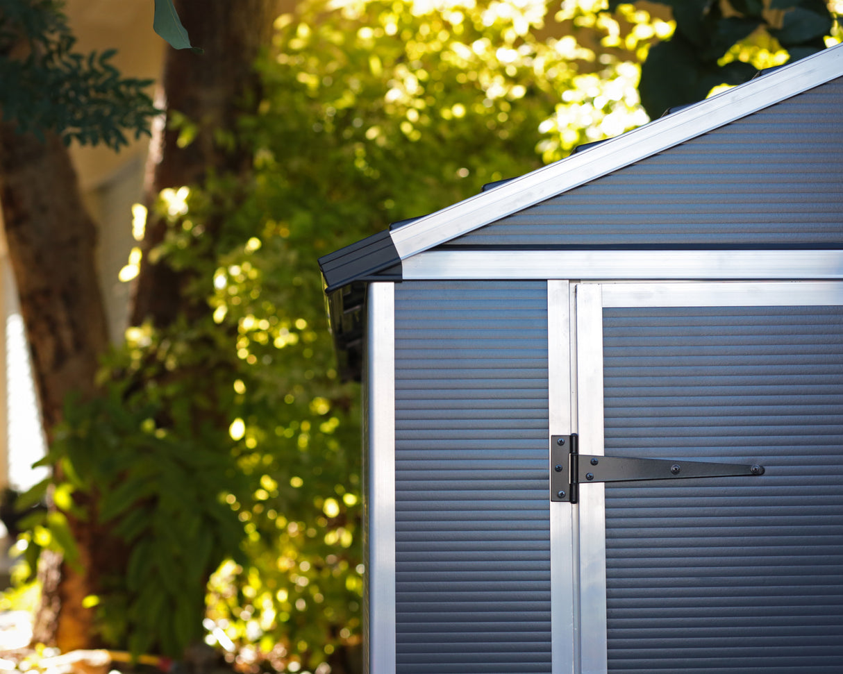 Rubicon 6 ft. x 8 ft. Garden Shed with Floor - Dark Grey Polycarbonate Panels