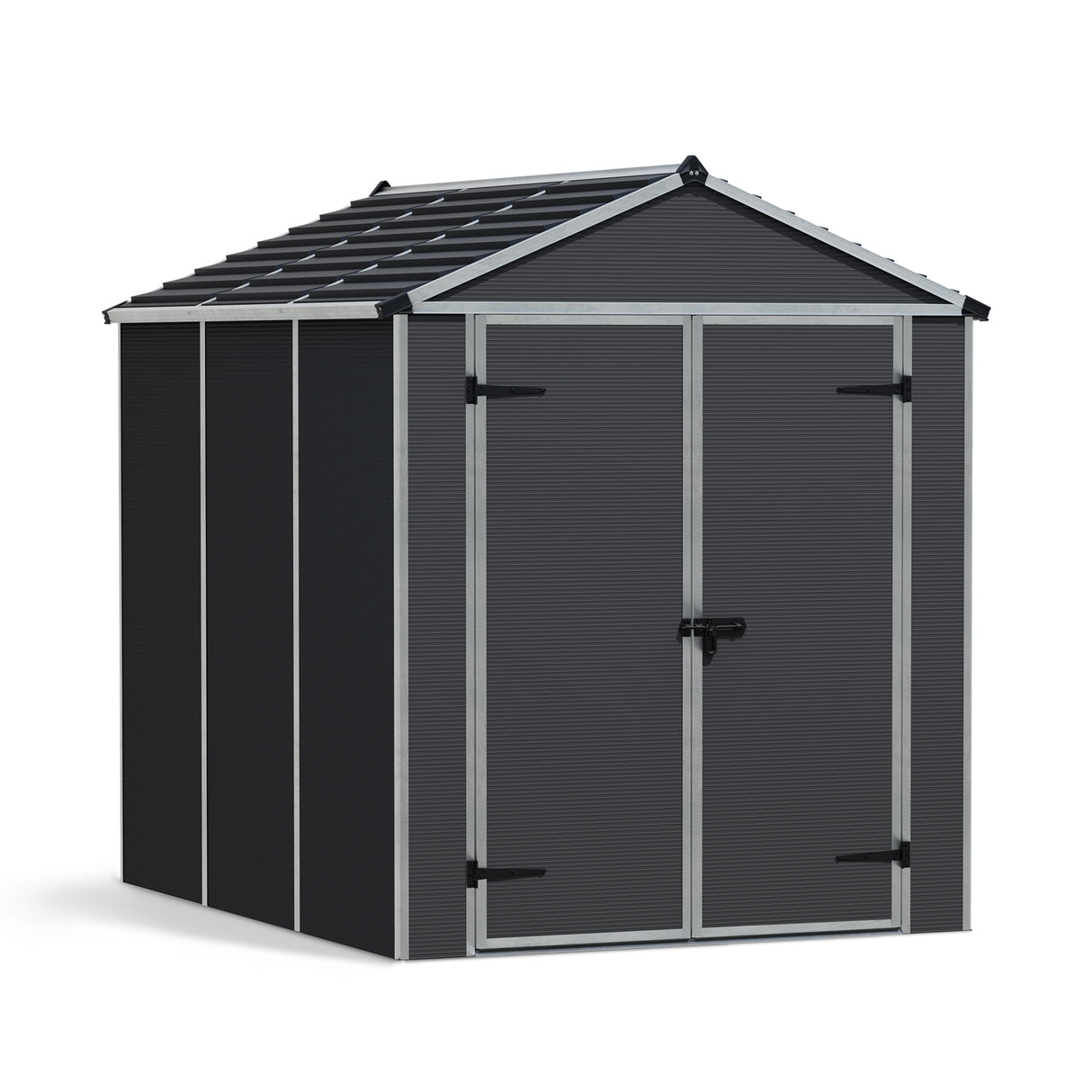 Rubicon 6 ft. x 8 ft. Garden Shed with Floor - Dark Grey Polycarbonate Panels