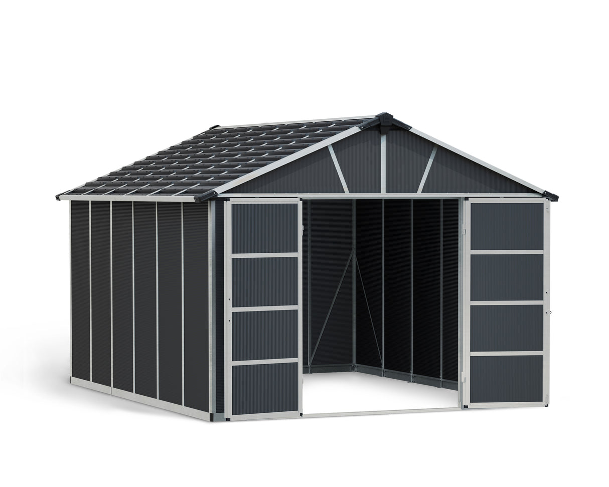 Yukon 11ft. x 13ft. Garden Shed Without Floor - Dark Grey Polycarbonate Panels