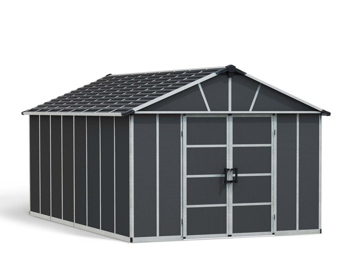 Yukon 11ft. x 17ft. Garden Shed Without Floor - Dark Grey Polycarbonate Panels