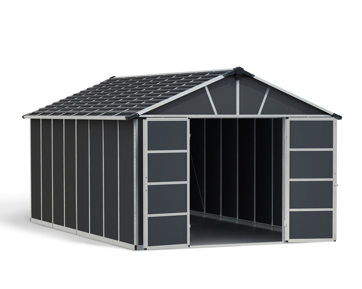 Yukon 11ft. x 17ft. Garden Shed With Floor - Dark Grey Polycarbonate Panels