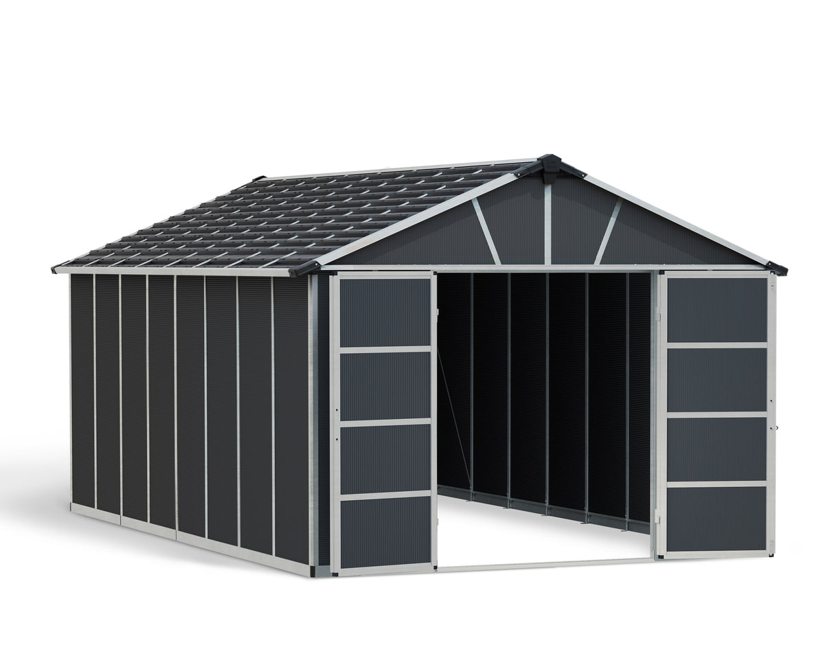 Yukon 11ft. x 17ft. Garden Shed Without Floor - Dark Grey Polycarbonate Panels