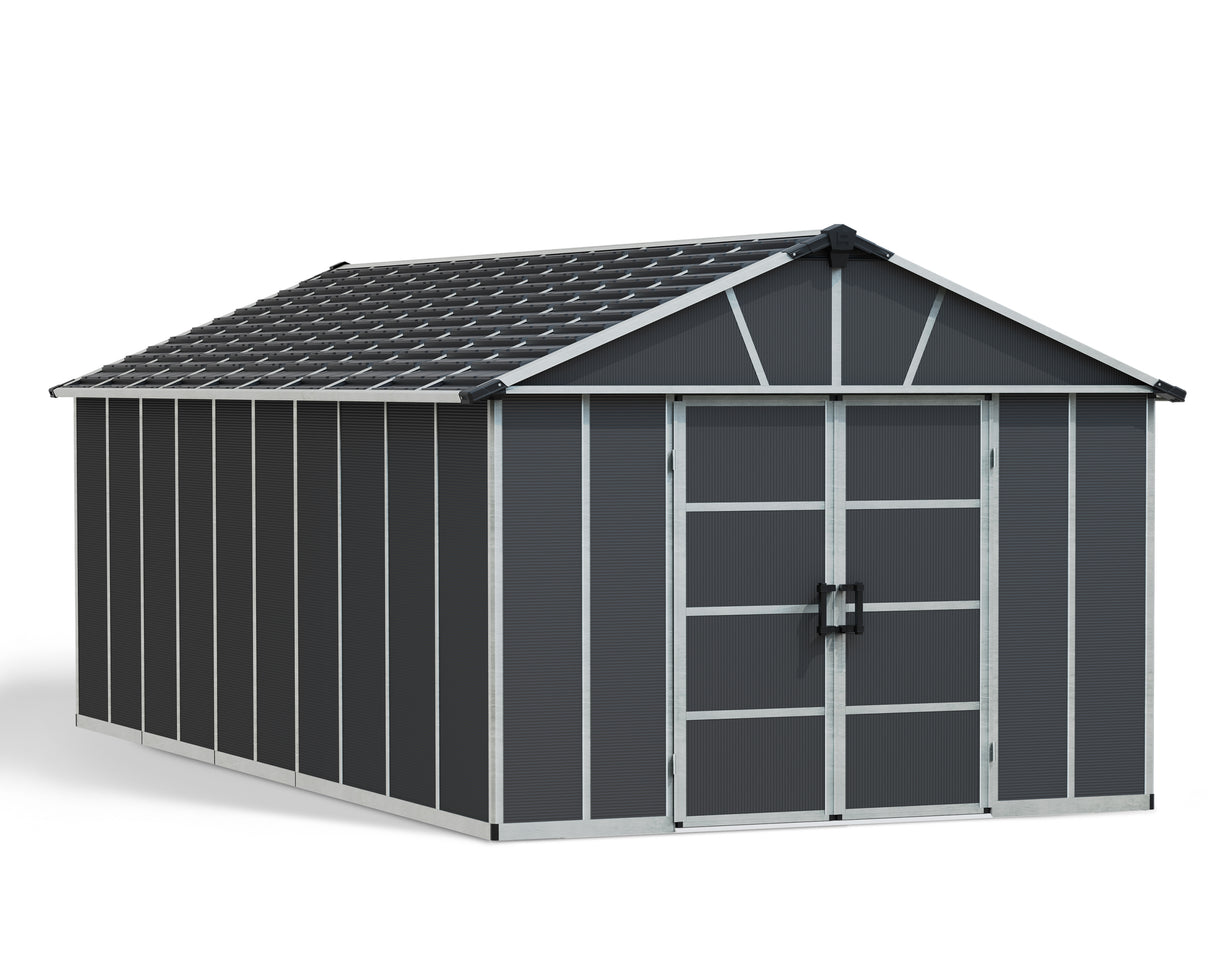 Yukon 11 x 21.3 ft. Garden Shed Without Floor - Dark Grey Polycarbonate Panels