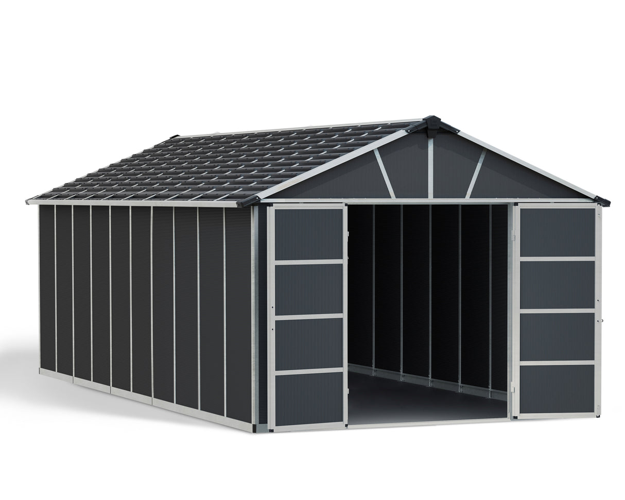 Yukon 11 x 21.3 ft. Garden Shed With Floor - Dark Grey Polycarbonate Panels