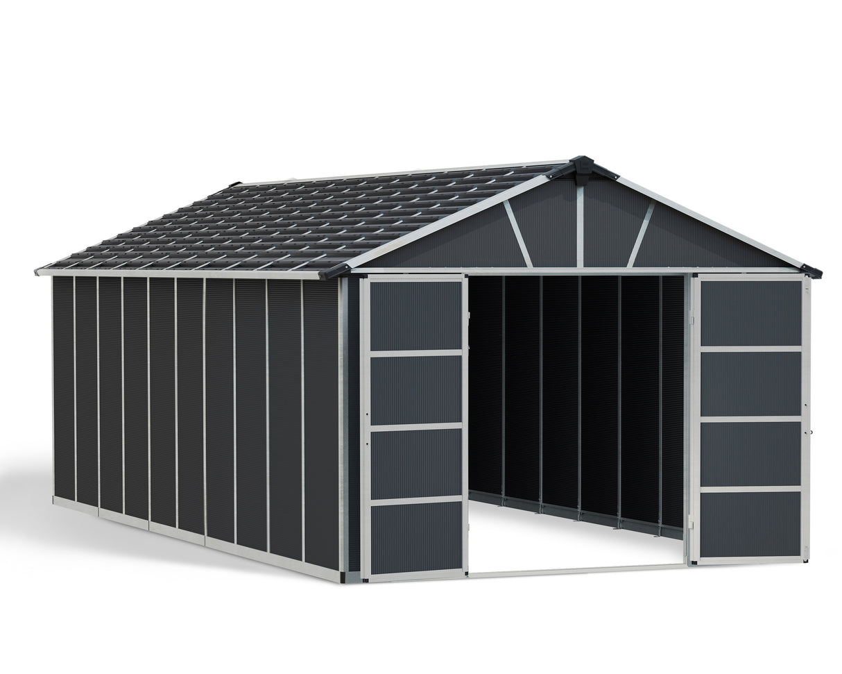 Yukon 11 x 21.3 ft. Garden Shed Without Floor - Dark Grey Polycarbonate Panels