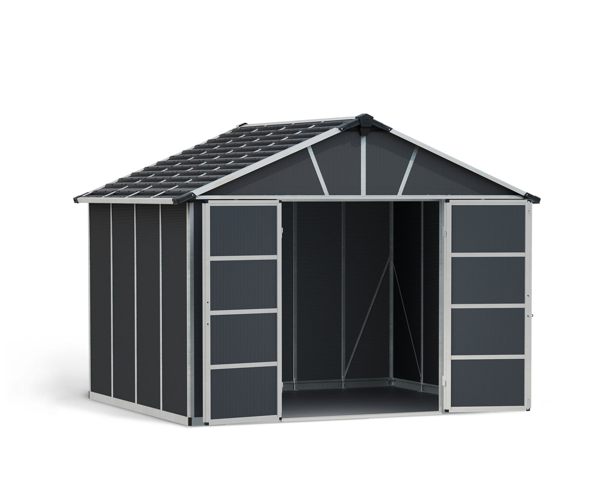 Yukon 11ft. x 9ft. Garden Shed With Floor - Dark Grey Polycarbonate Panels