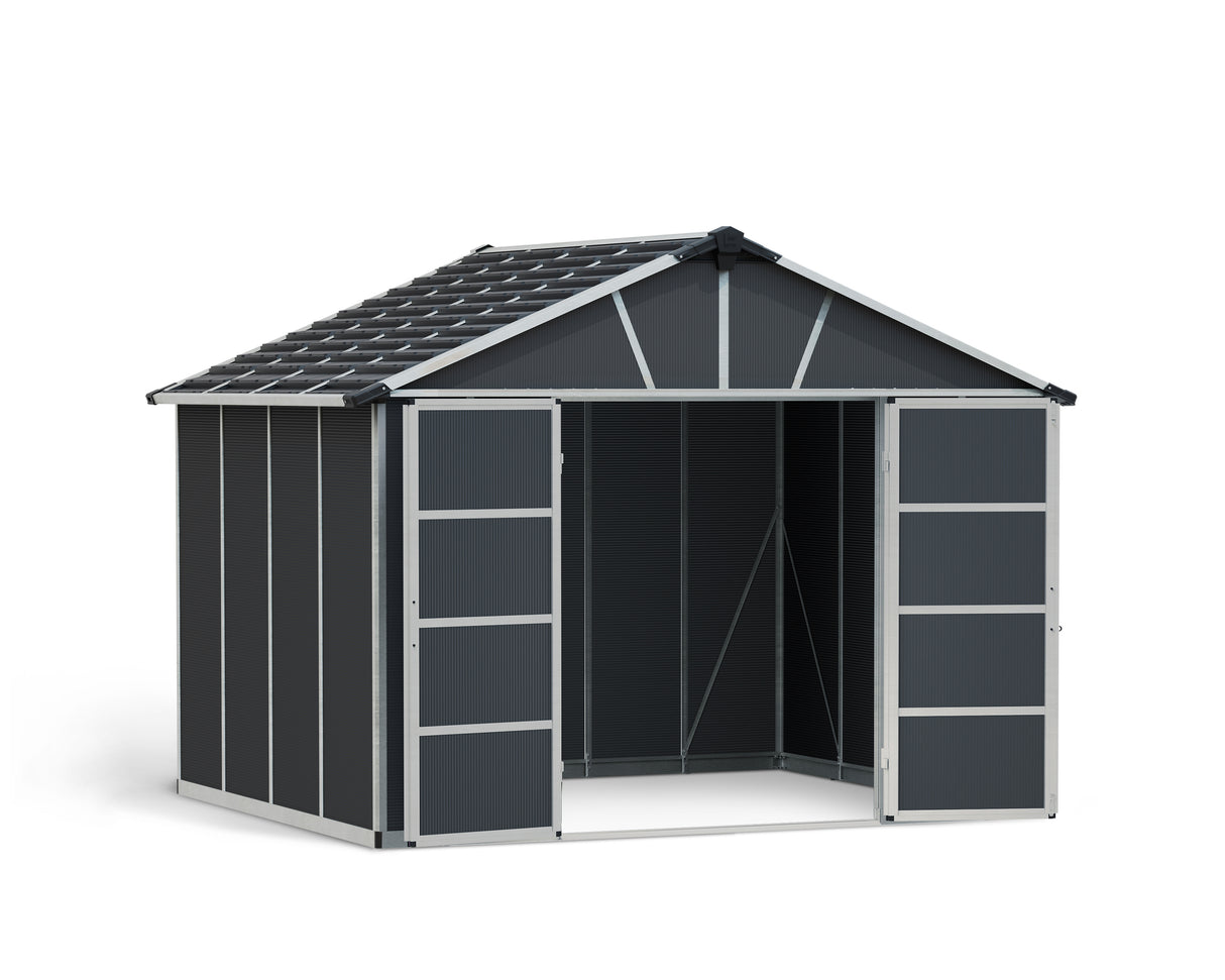 Yukon 11ft. x 9ft. Garden Shed Without Floor - Dark Grey Polycarbonate Panels