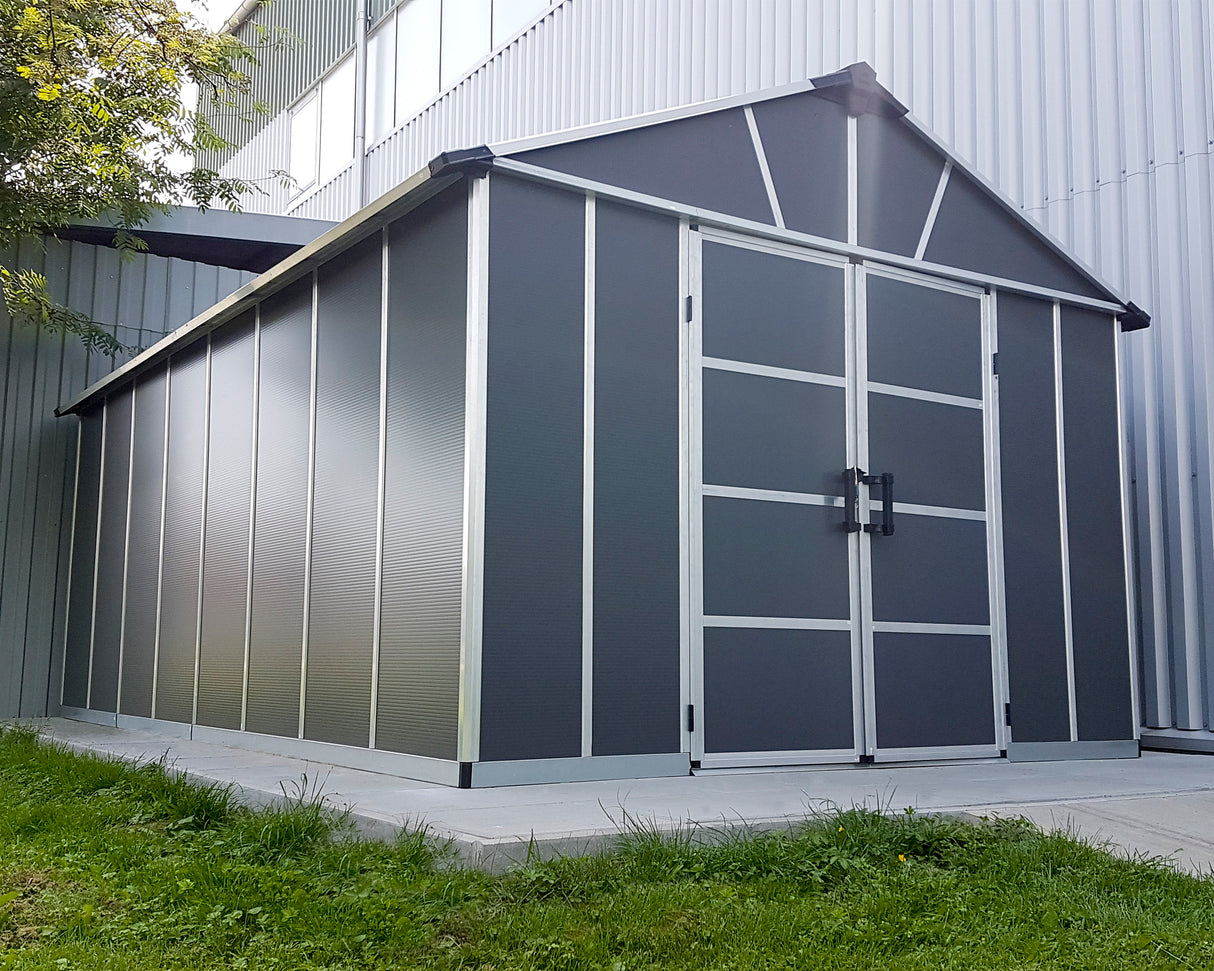 Yukon 11ft. x 17ft. Garden Shed With Floor - Dark Grey Polycarbonate Panels