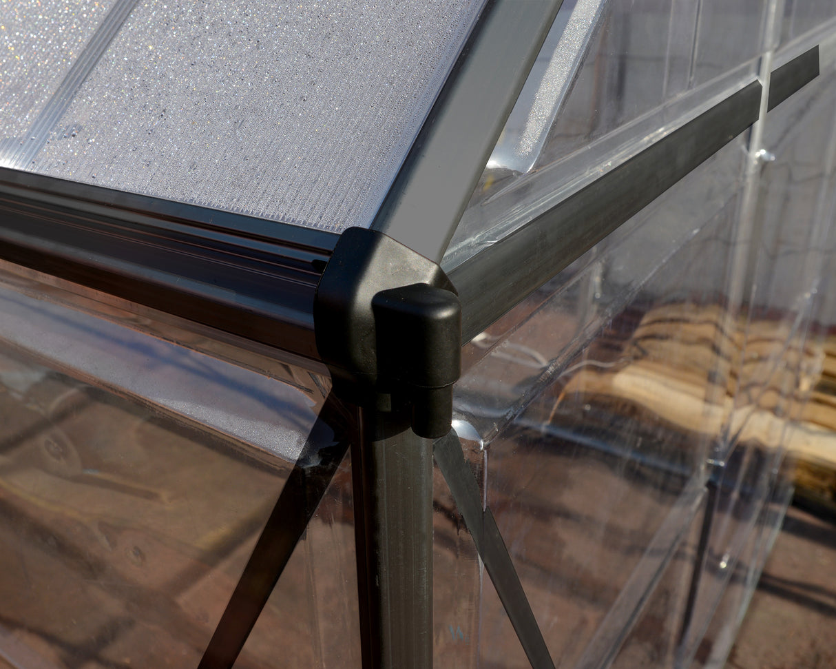 Hybrid 6' x 8' Greenhouse - Grey Frame & Hybrid Polycarbonate Panels