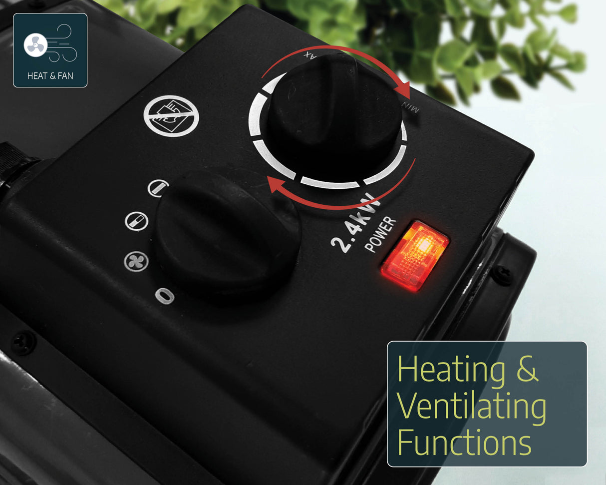 Portable Splash Resistant Greenhouse Fan Heater 2400W UK